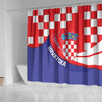 Croatia National Day Shower Curtain Hrvatska Checkerboard With Slavic Pattern