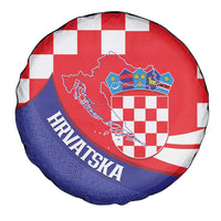 Croatia National Day Spare Tire Cover Hrvatska Checkerboard With Slavic Pattern