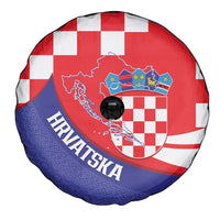Croatia National Day Spare Tire Cover Hrvatska Checkerboard With Slavic Pattern