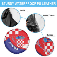 Croatia National Day Spare Tire Cover Hrvatska Checkerboard With Slavic Pattern
