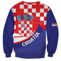 Croatia National Day Sweatshirt Hrvatska Checkerboard With Slavic Pattern