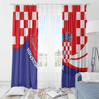 Croatia National Day Window Curtain Hrvatska Checkerboard With Slavic Pattern