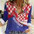 Croatia National Day Women Casual Shirt Hrvatska Checkerboard With Slavic Pattern