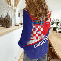 Croatia National Day Women Casual Shirt Hrvatska Checkerboard With Slavic Pattern