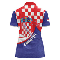 Croatia National Day Women Polo Shirt Hrvatska Checkerboard With Slavic Pattern