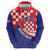 Croatia National Day Zip Hoodie Hrvatska Checkerboard With Slavic Pattern