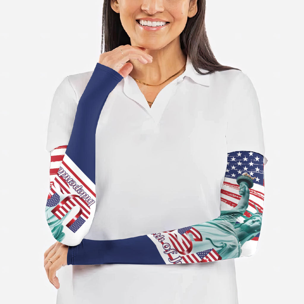 4th Of July United States Arm Sleeves USA 250 Years Anniversary Statue Of Liberty