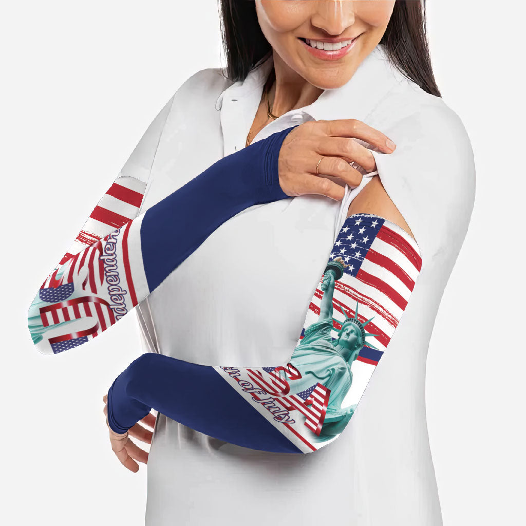 4th Of July United States Arm Sleeves USA 250 Years Anniversary Statue Of Liberty