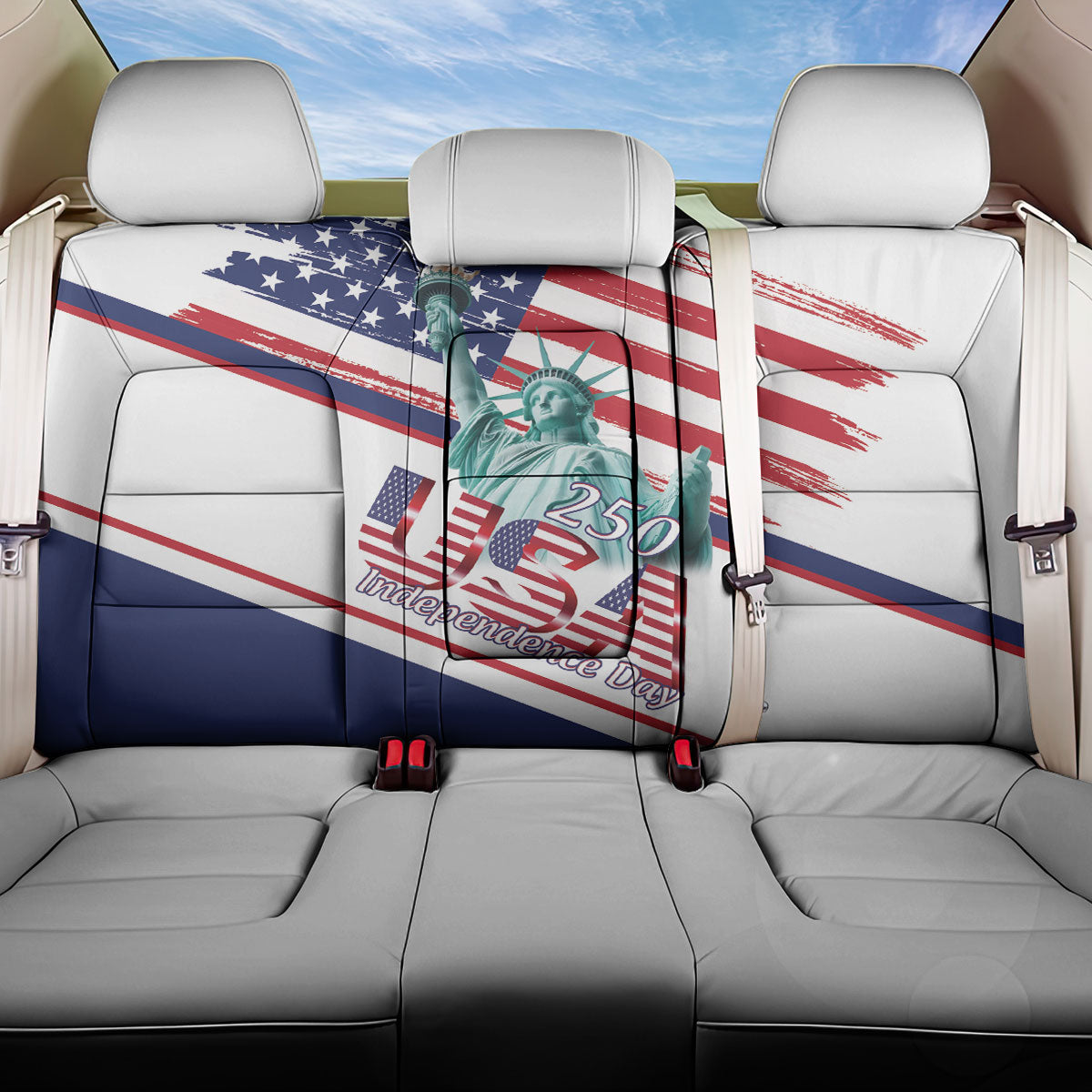 4th Of July United States Back Car Seat Cover USA 250 Years Anniversary Statue Of Liberty