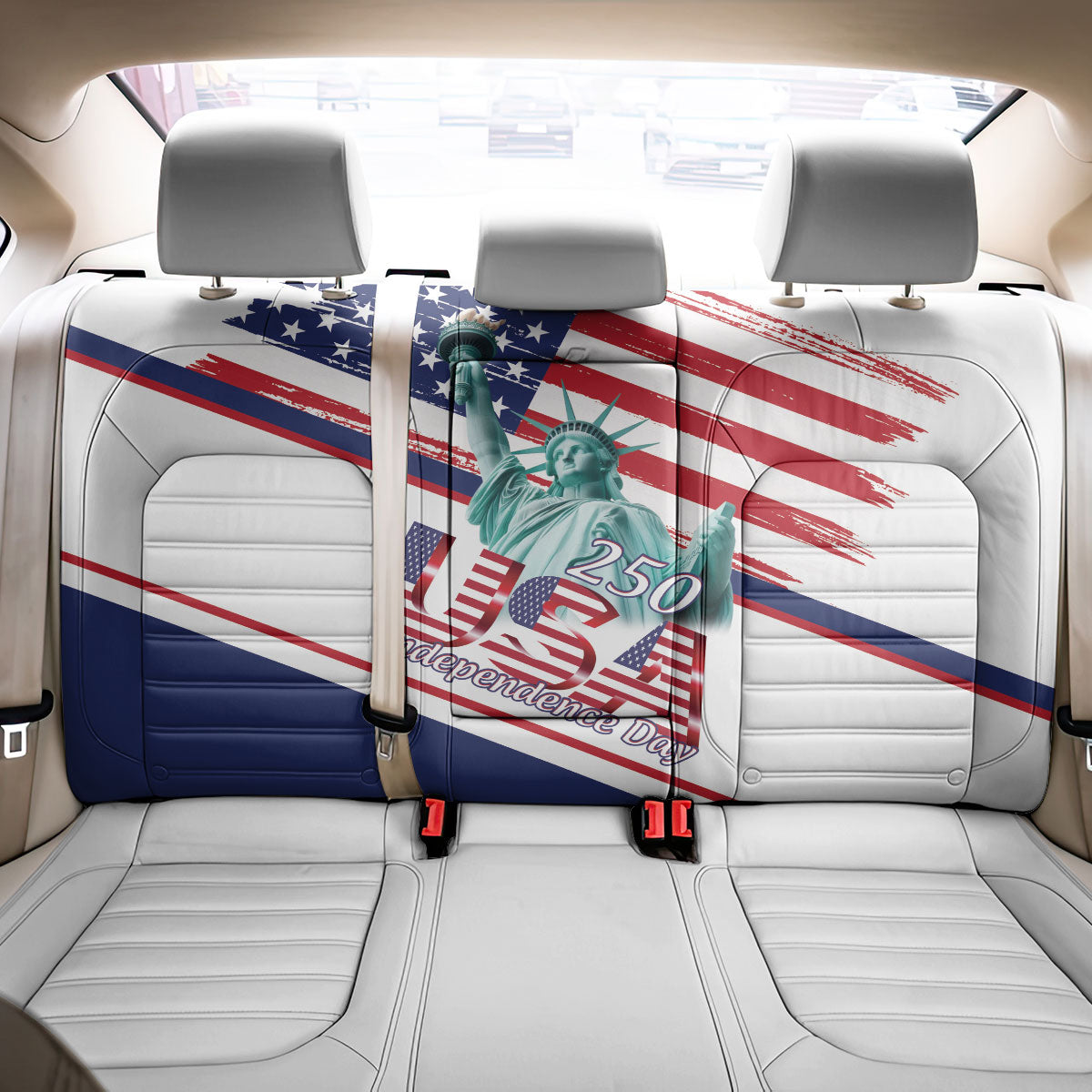 4th Of July United States Back Car Seat Cover USA 250 Years Anniversary Statue Of Liberty