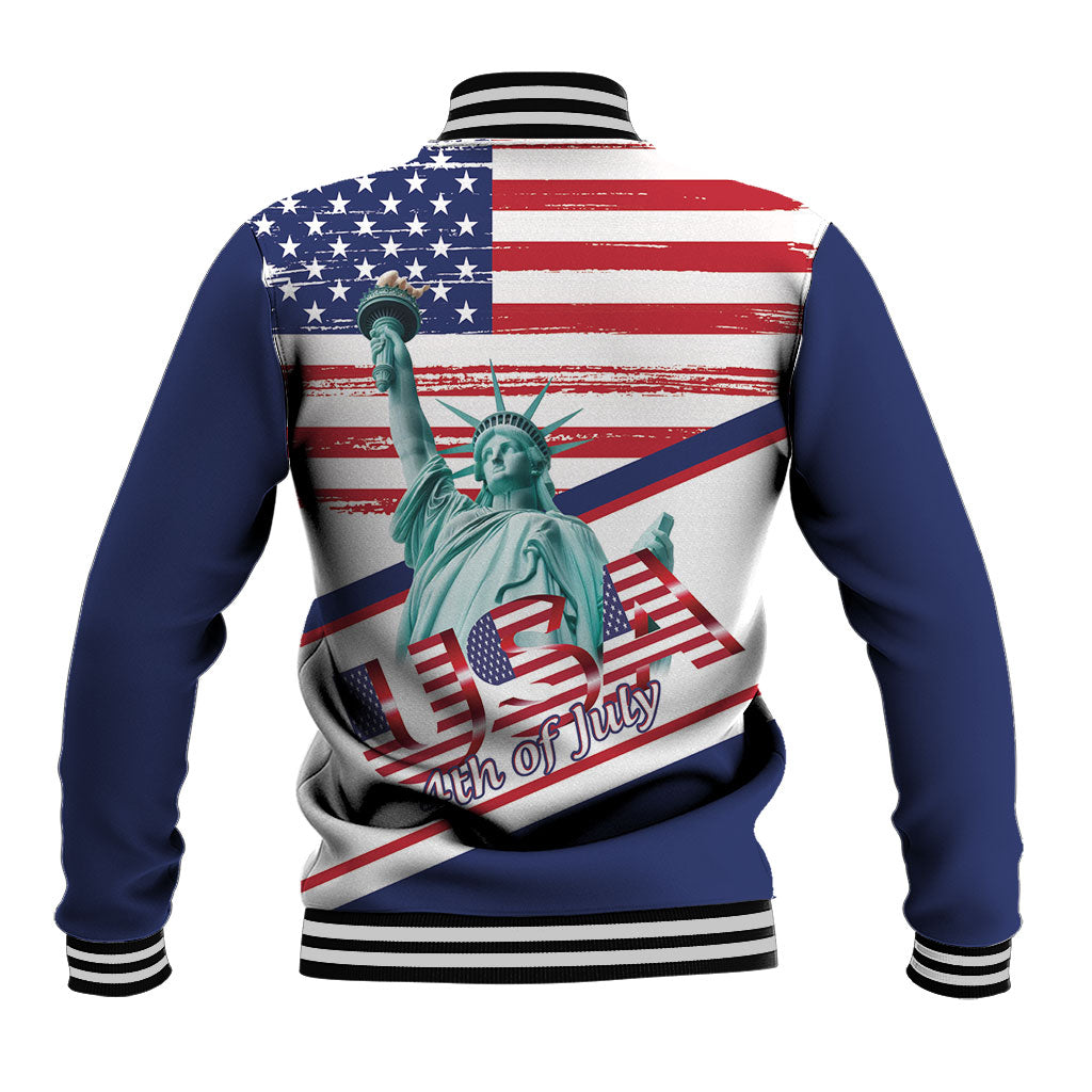 4th Of July United States Baseball Jacket USA 250 Years Anniversary Statue Of Liberty