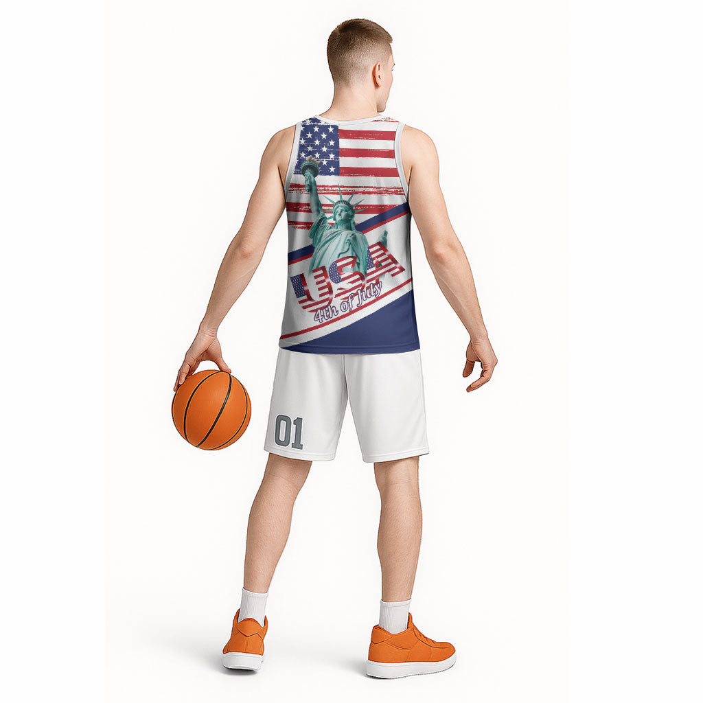 4th Of July United States Basketball Jersey USA 250 Years Anniversary Statue Of Liberty