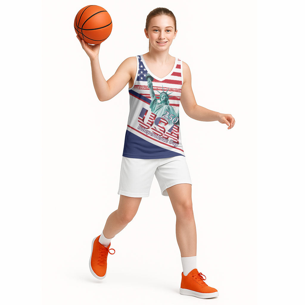 4th Of July United States Basketball Jersey USA 250 Years Anniversary Statue Of Liberty