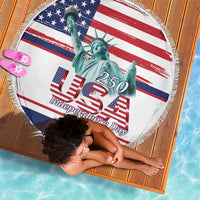 4th Of July United States Beach Blanket USA 250 Years Anniversary Statue Of Liberty