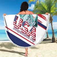 4th Of July United States Beach Blanket USA 250 Years Anniversary Statue Of Liberty