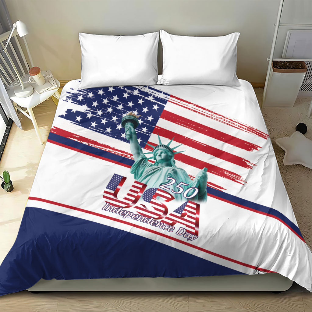4th Of July United States Bedding Set USA 250 Years Anniversary Statue Of Liberty