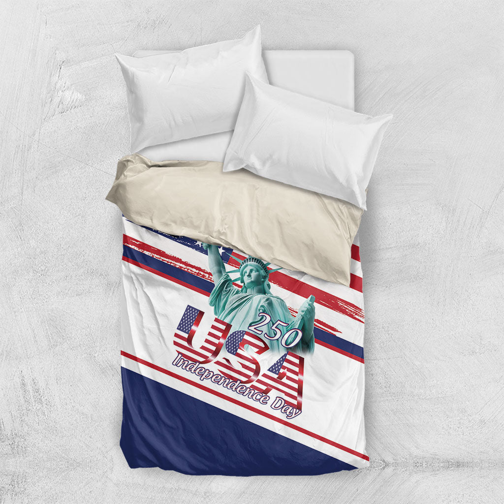 4th Of July United States Bedding Set USA 250 Years Anniversary Statue Of Liberty