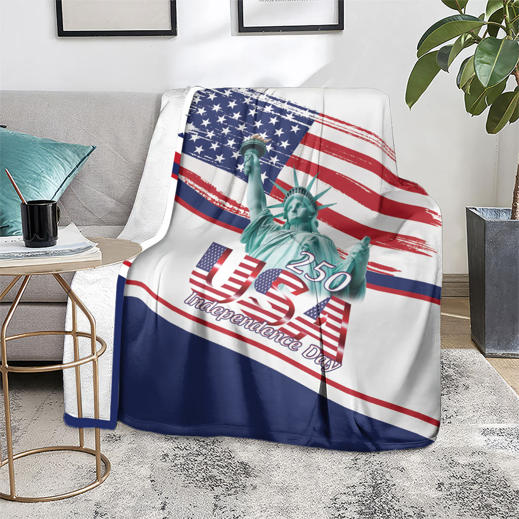 4th Of July United States Blanket USA 250 Years Anniversary Statue Of Liberty