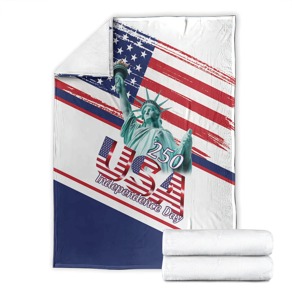 4th Of July United States Blanket USA 250 Years Anniversary Statue Of Liberty