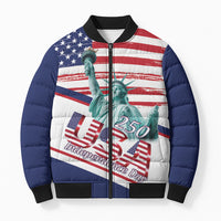 4th Of July United States Bomber Puffer Jacket USA 250 Years Anniversary Statue Of Liberty