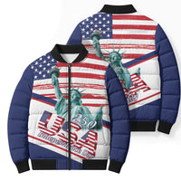 4th Of July United States Bomber Puffer Jacket USA 250 Years Anniversary Statue Of Liberty