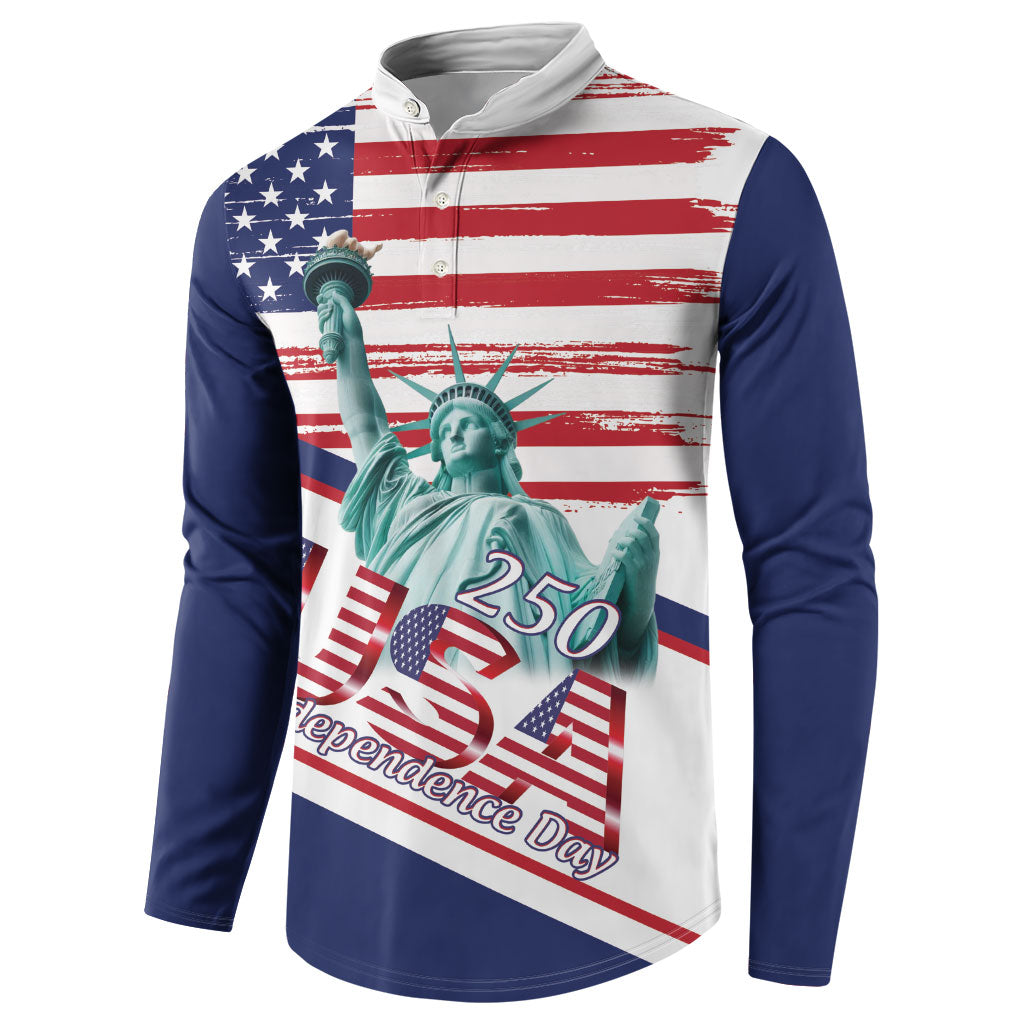 4th Of July United States Button Sweatshirt USA 250 Years Anniversary Statue Of Liberty