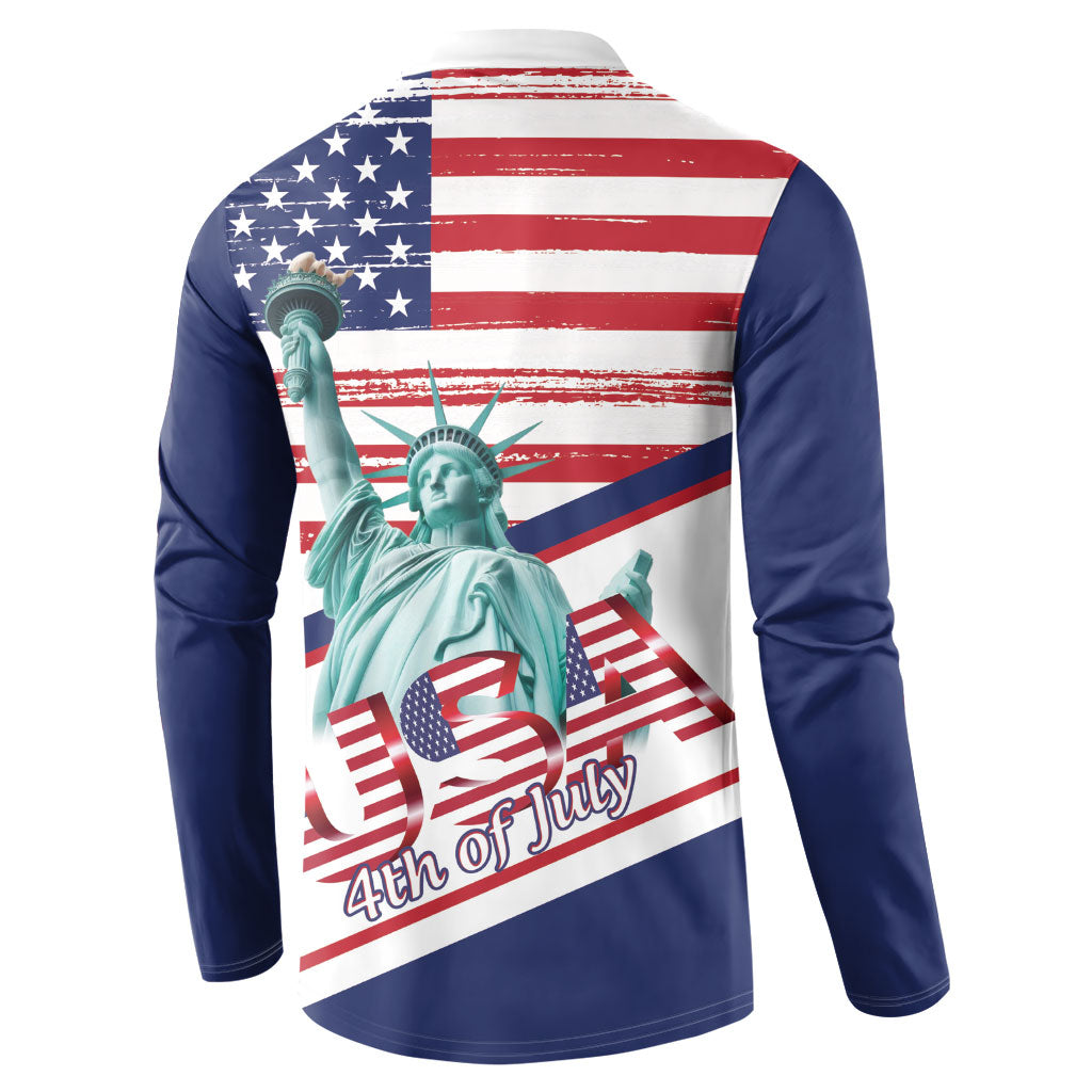 4th Of July United States Button Sweatshirt USA 250 Years Anniversary Statue Of Liberty
