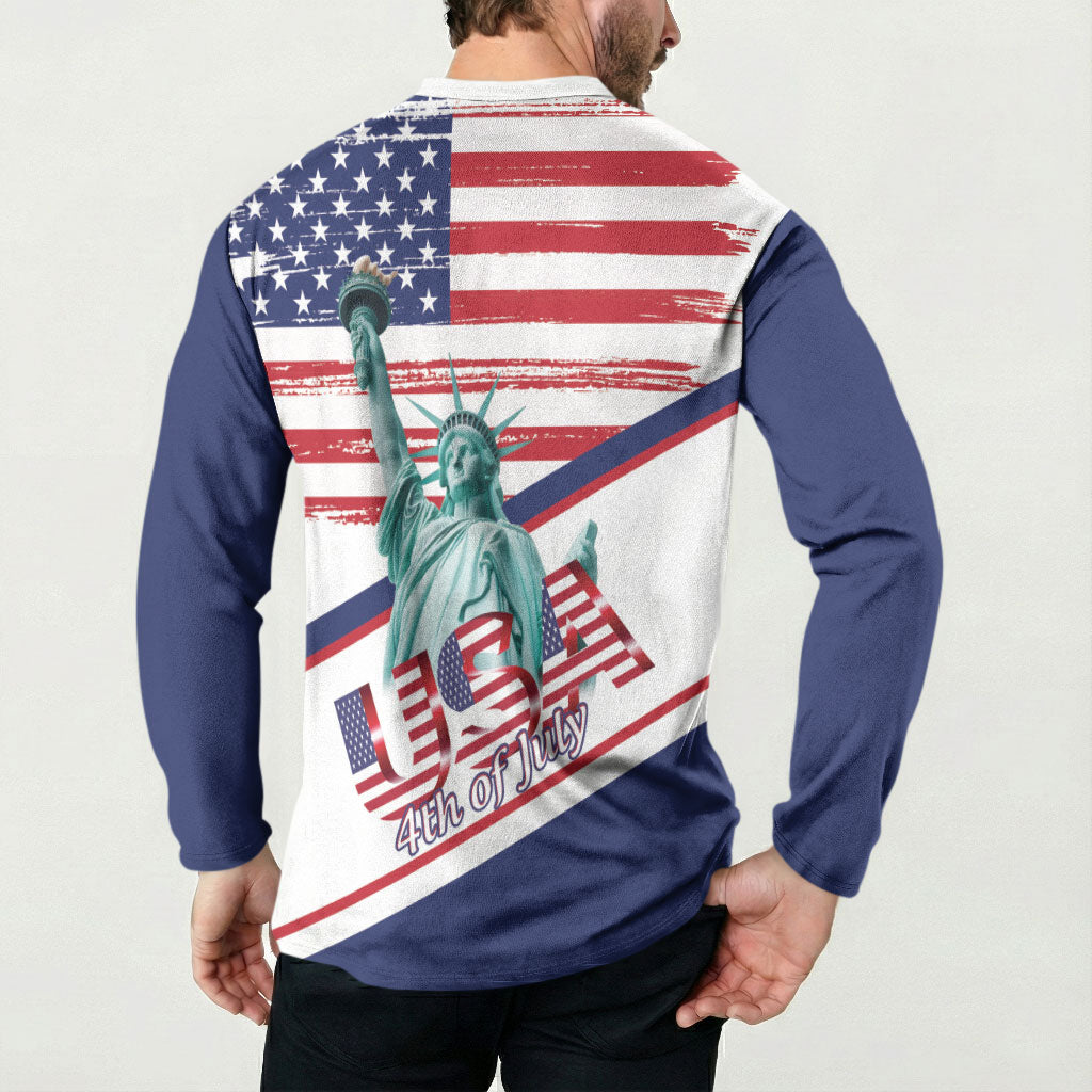 4th Of July United States Button Sweatshirt USA 250 Years Anniversary Statue Of Liberty