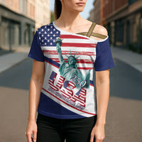4th Of July United States Cross Shoulder Shirt USA 250 Years Anniversary Statue Of Liberty