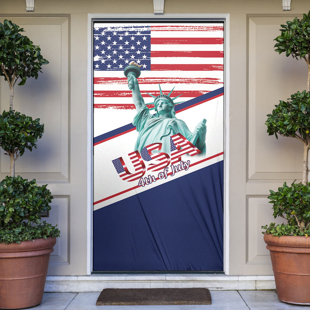 4th Of July United States Door Cover USA 250 Years Anniversary Statue Of Liberty