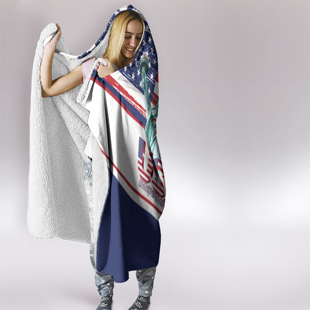 4th Of July United States Hooded Blanket USA 250 Years Anniversary Statue Of Liberty