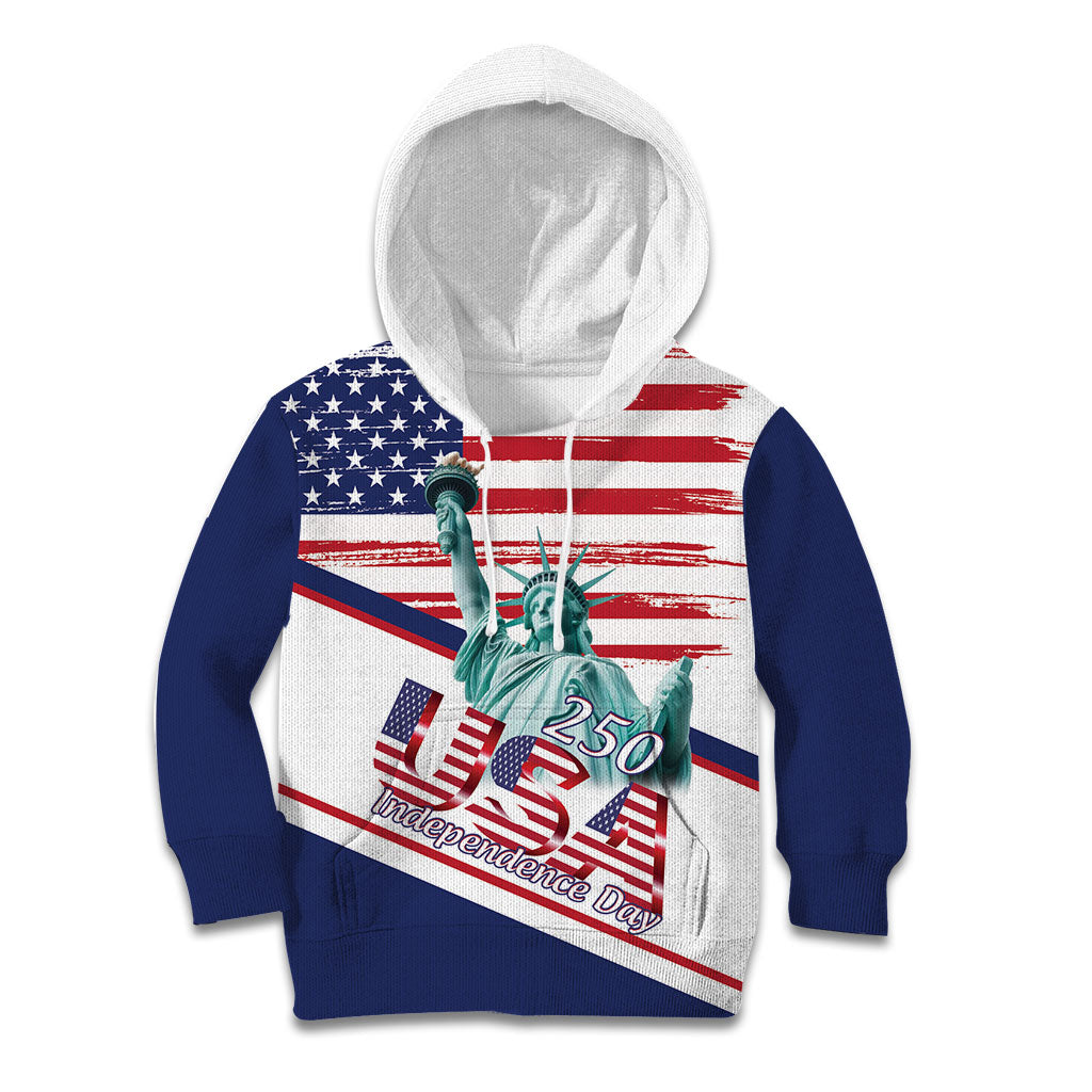 4th Of July United States Kid Hoodie USA 250 Years Anniversary Statue Of Liberty