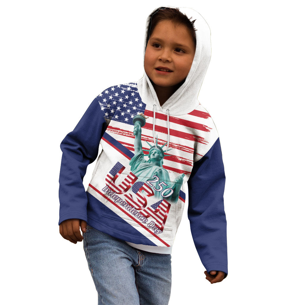 4th Of July United States Kid Hoodie USA 250 Years Anniversary Statue Of Liberty