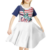 4th Of July United States Kid Short Sleeve Dress USA 250 Years Anniversary Statue Of Liberty
