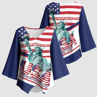 4th Of July United States Kimono Sleeve Blouse USA 250 Years Anniversary Statue Of Liberty