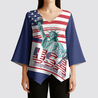 4th Of July United States Kimono Sleeve Blouse USA 250 Years Anniversary Statue Of Liberty