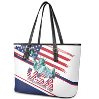 4th Of July United States Leather Tote Bag USA 250 Years Anniversary Statue Of Liberty