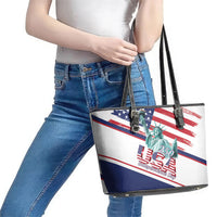 4th Of July United States Leather Tote Bag USA 250 Years Anniversary Statue Of Liberty