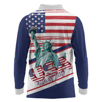 4th Of July United States Long Sleeve Polo Shirt USA 250 Years Anniversary Statue Of Liberty