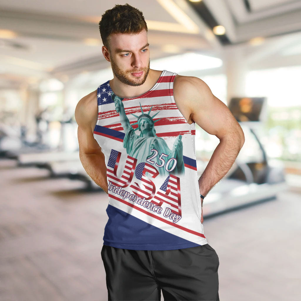 4th Of July United States Men Tank Top USA 250 Years Anniversary Statue Of Liberty