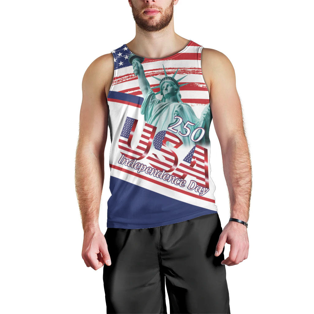 4th Of July United States Men Tank Top USA 250 Years Anniversary Statue Of Liberty