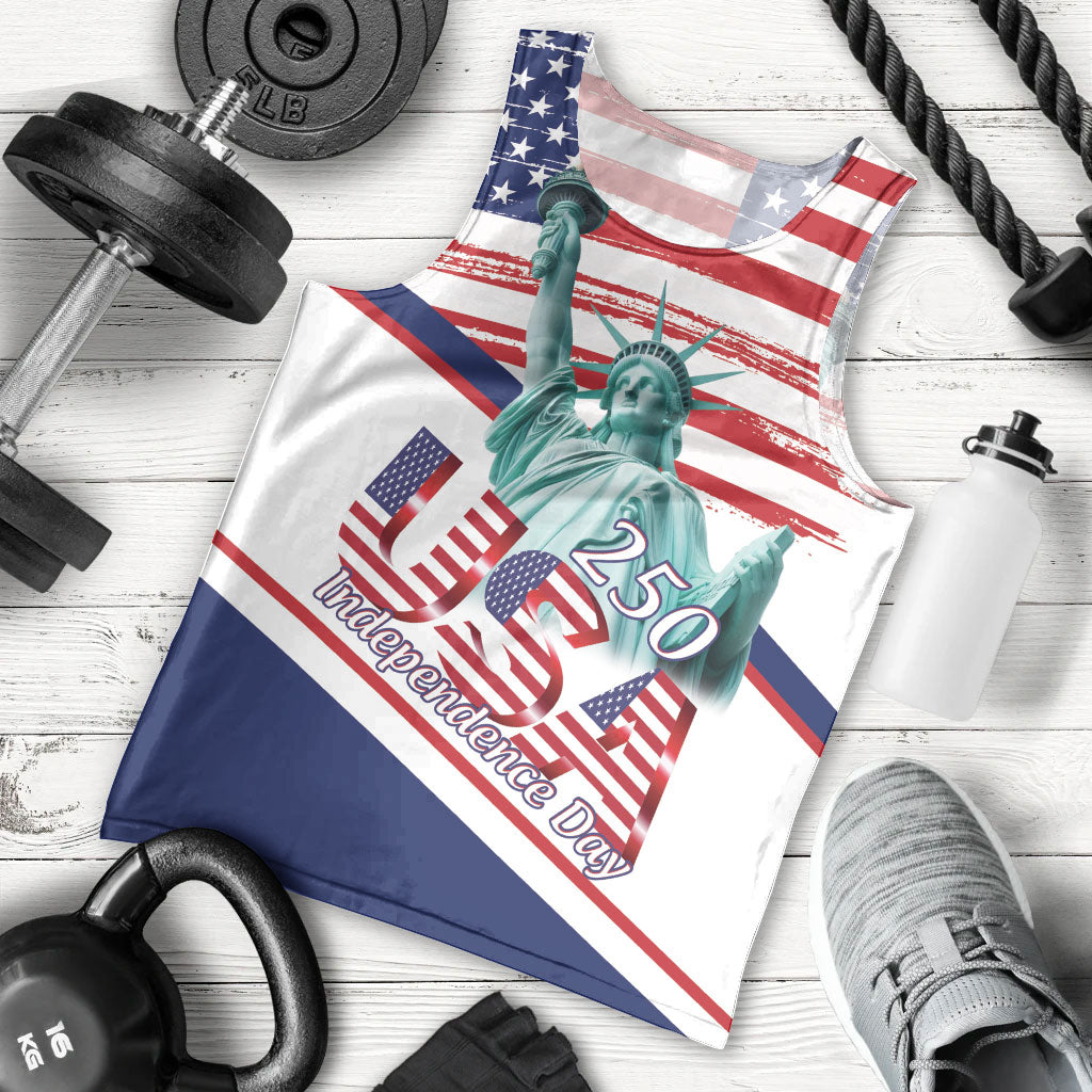 4th Of July United States Men Tank Top USA 250 Years Anniversary Statue Of Liberty