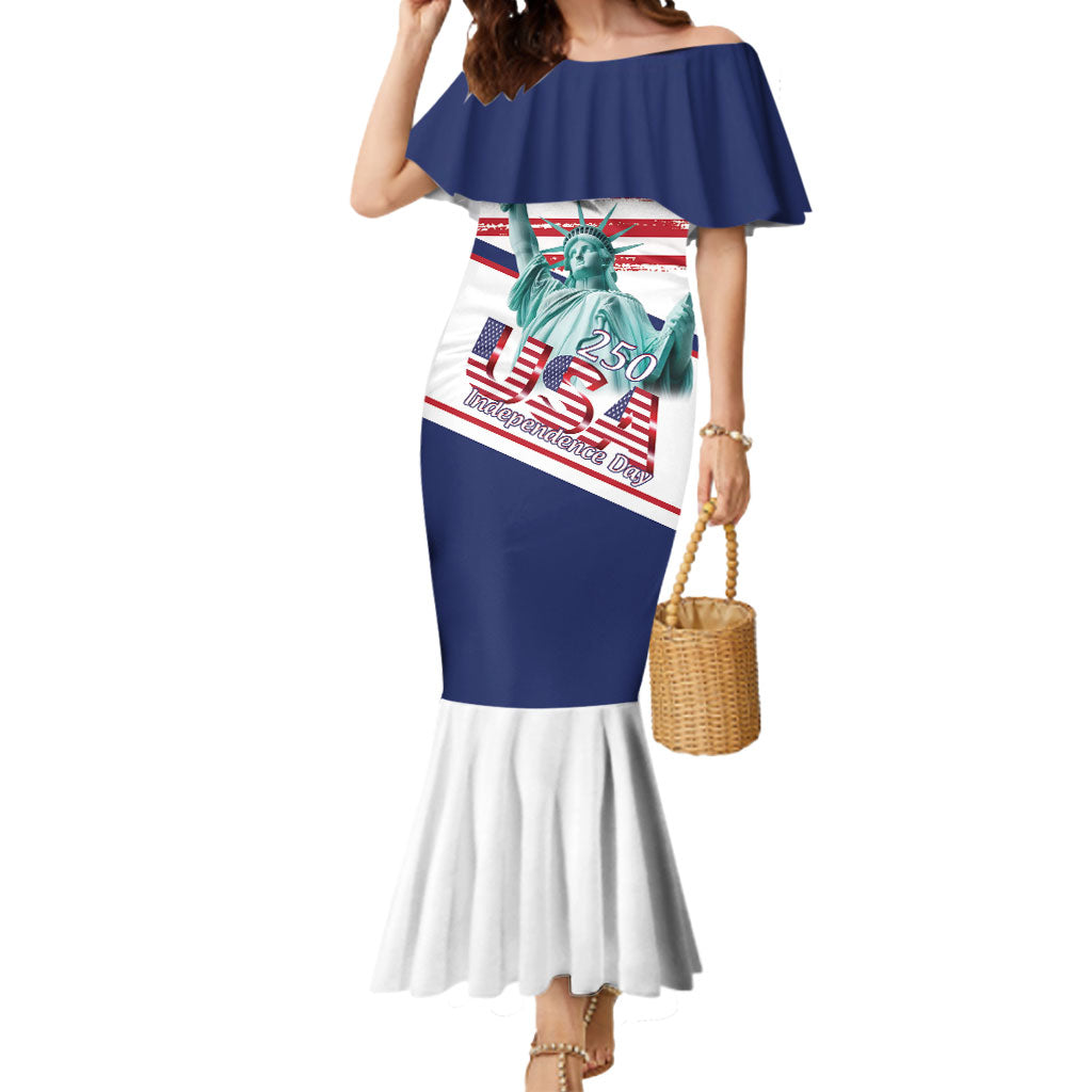 4th Of July United States Mermaid Dress USA 250 Years Anniversary Statue Of Liberty