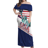 4th Of July United States Off Shoulder Maxi Dress USA 250 Years Anniversary Statue Of Liberty