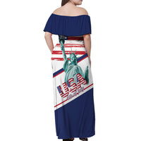 4th Of July United States Off Shoulder Maxi Dress USA 250 Years Anniversary Statue Of Liberty