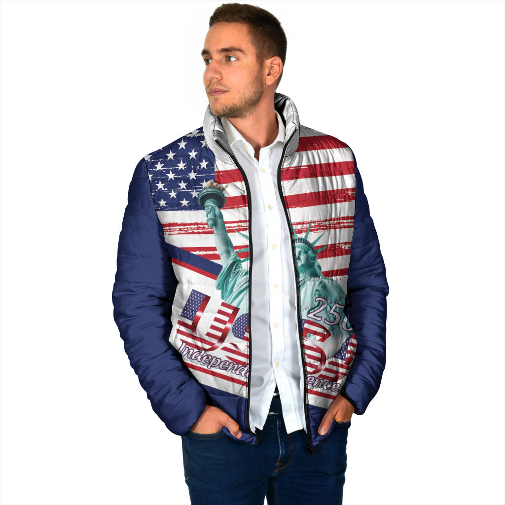 4th Of July United States Padded Jacket USA 250 Years Anniversary Statue Of Liberty