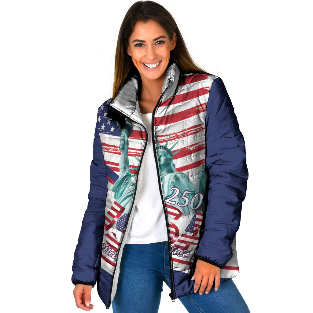 4th Of July United States Padded Jacket USA 250 Years Anniversary Statue Of Liberty