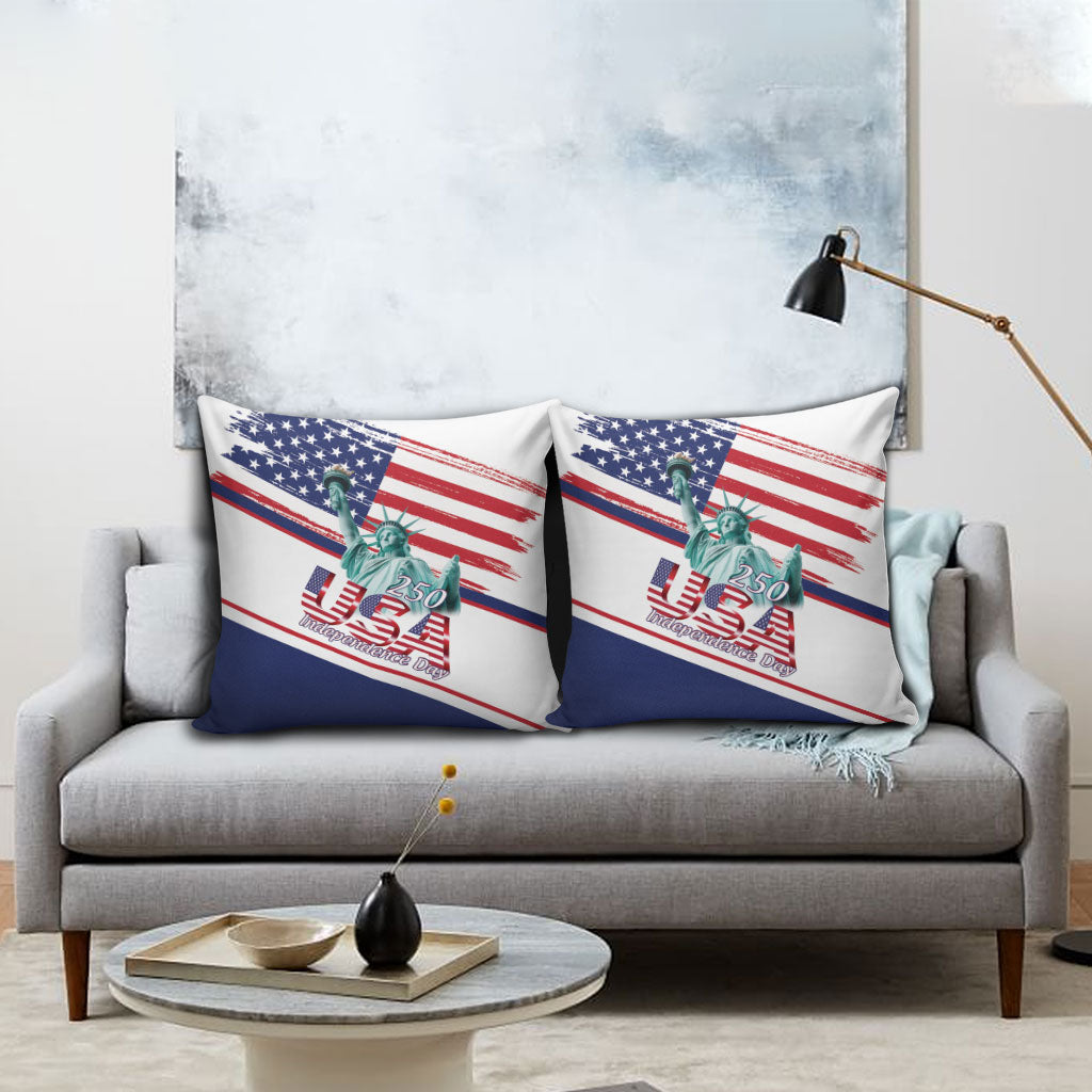 4th Of July United States Pillow Cover USA 250 Years Anniversary Statue Of Liberty