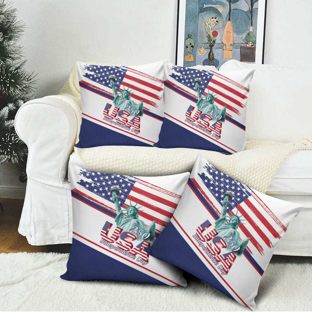 4th Of July United States Pillow Cover USA 250 Years Anniversary Statue Of Liberty