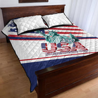 4th Of July United States Quilt Bed Set USA 250 Years Anniversary Statue Of Liberty